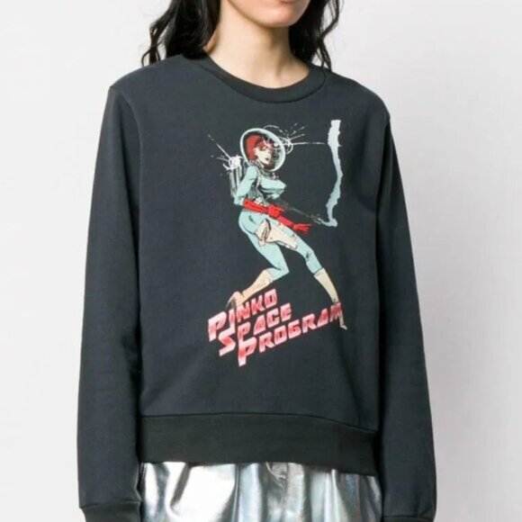 Pinko Women's Navy Pinko Space Program Long Sleeve Sweatshirt Size L - Picture 1 of 9
